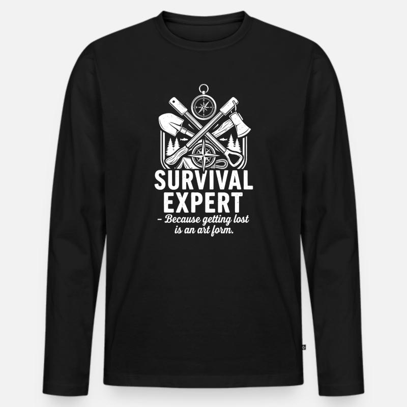 Überlebens-Experte - Männer Premium Bio Langarmshirt - Schwarz