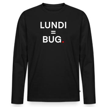 MONDAY = BUG. Humor Monday Office - Men's Premium Organic Long Sleeve Shirt - black - Front - Nico (187cm)