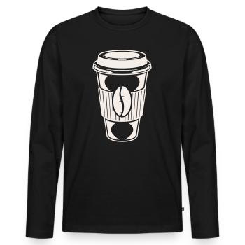 Coffee To-Go Coffee Mug Illustration - Men's Premium Organic Long Sleeve Shirt - black - Front - Nico (187cm)