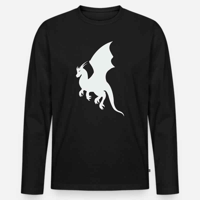 drache - Männer Premium Bio Langarmshirt - Schwarz