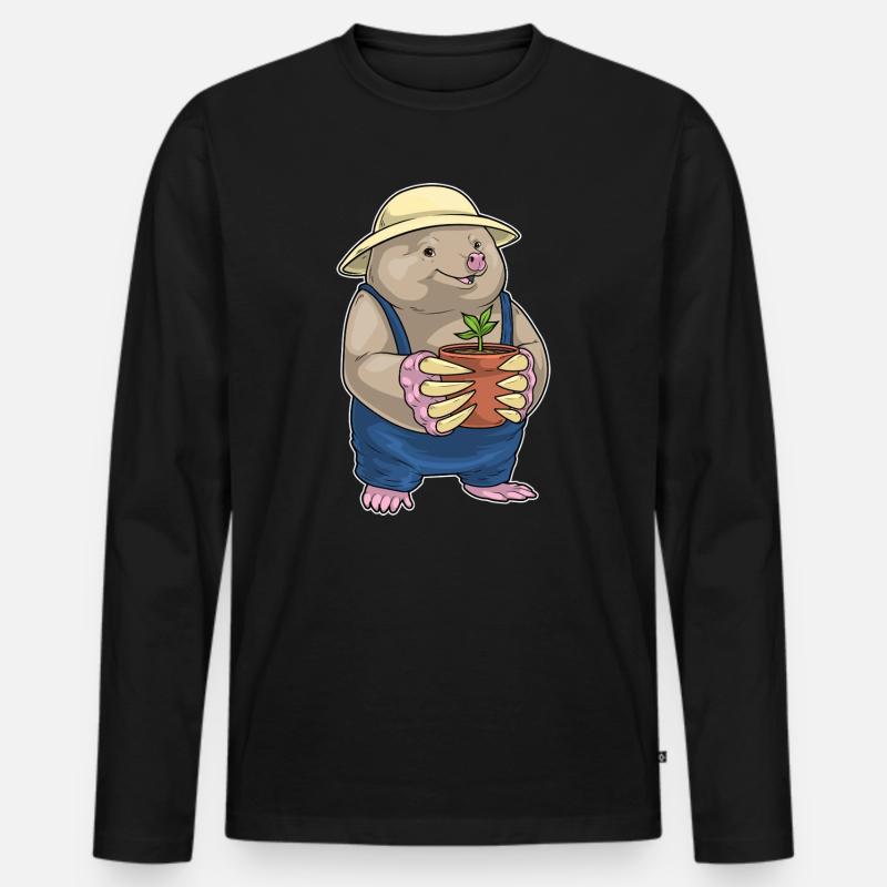 Maulwurf Gärtner Pflanze Garten - Männer Premium Bio Langarmshirt - Schwarz