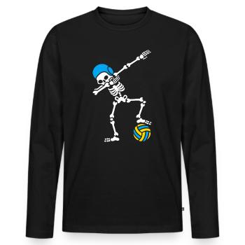 Skeleton Spike Volleyball Halloween - Men's Premium Organic Long Sleeve Shirt - black - Front - Nico (187cm)