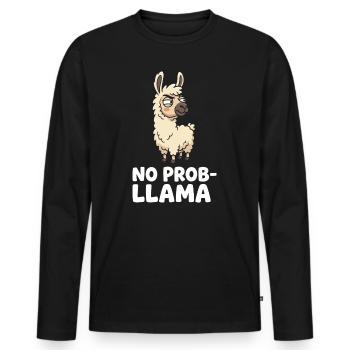 No Prob Llama Cartoon No Problem Fun - Men's Premium Organic Long Sleeve Shirt - black - Front - Nico (187cm)