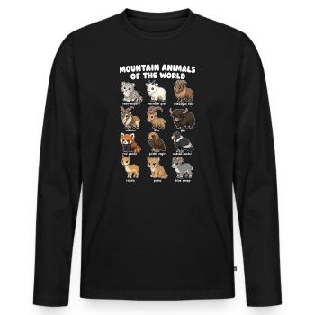 Animaux de montagne adorables en dessin animé - T-shirt manches longues Premium bio Homme - noir - Devant - Nico (187cm)