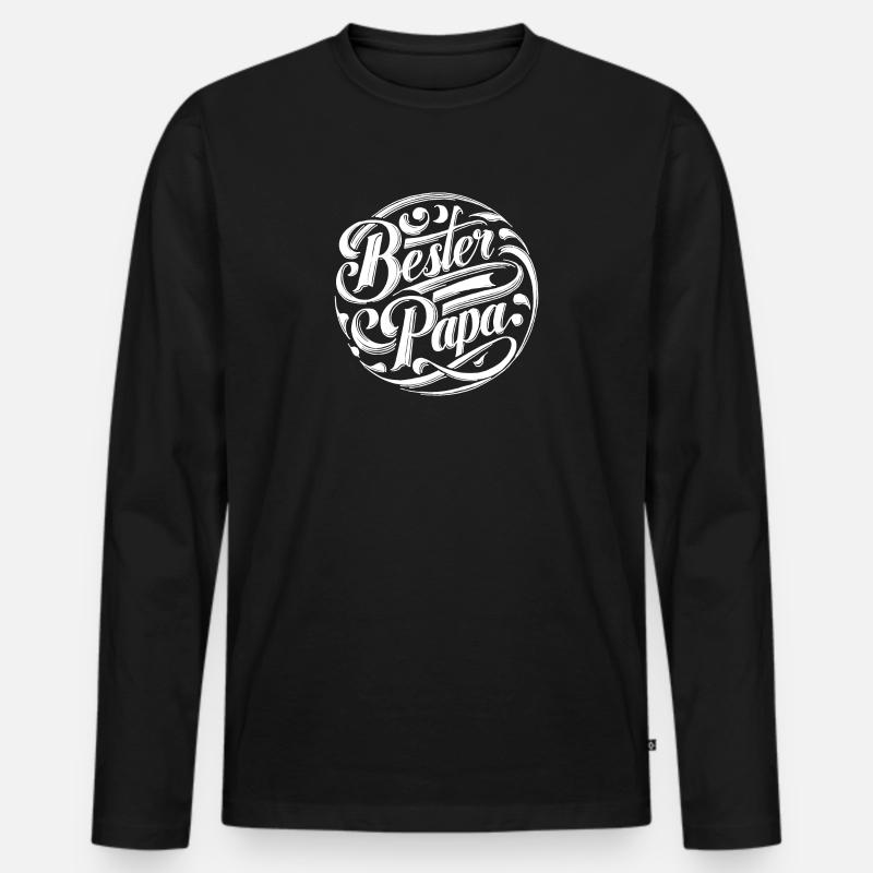Bester Papa - Männer Premium Bio Langarmshirt - Schwarz