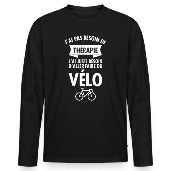Thérapie - Faire Du Vélo - T-shirt manches longues Premium bio Homme - noir - Devant - Nico (187cm)