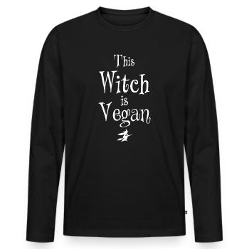 Cette sorcière est végétalienne - T-shirt manches longues Premium bio Homme - noir - Devant - Nico (187cm)