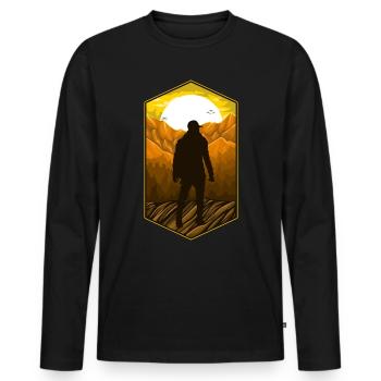 Trekking Mountains - Men's Premium Organic Long Sleeve Shirt - black - Front - Nico (187cm)