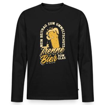 Mein Beitrag zum Umweltschutz - Ich trenne Bier - Männer Premium Bio Langarmshirt - Schwarz - Vorne - Nico (187cm)