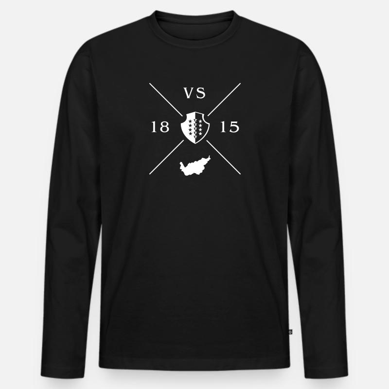 VALAIS – WALLIS –1815 - Männer Premium Bio Langarmshirt - Schwarz