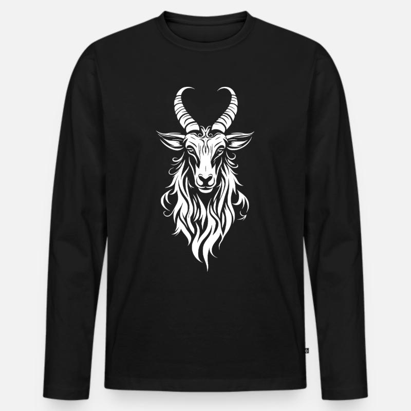 Ziege Goat - Männer Premium Bio Langarmshirt - Schwarz