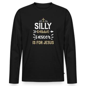 Silly Rabbit Easter Is For Jesus - Men's Premium Organic Long Sleeve Shirt - black - Front - Nico (187cm)