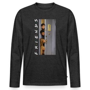 Friends Heads - Männer Premium Bio Langarmshirt - Anthrazit meliert - Vorne - Nico (187cm)