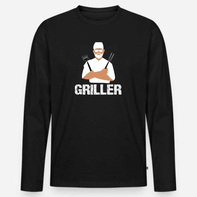 BBQ - Männer Premium Bio Langarmshirt - Schwarz
