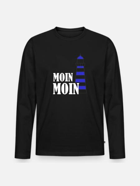 Leuchturm moin - Männer Premium Bio Langarmshirt - Schwarz