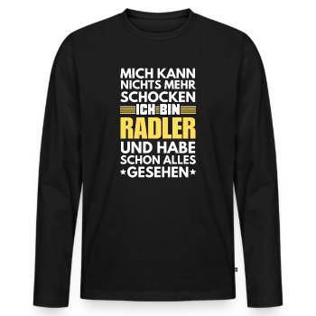 Nicht schockbarer Radler - Männer Premium Bio Langarmshirt - Schwarz - Vorne - Nico (187cm)