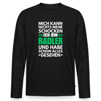 Nicht schockbarer Radler - Männer Premium Bio Langarmshirt - Schwarz - Vorne - Nico (187cm)