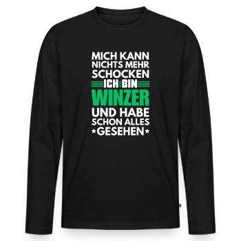 Nicht schockbarer Winzer - Männer Premium Bio Langarmshirt - Schwarz - Vorne - Nico (187cm)
