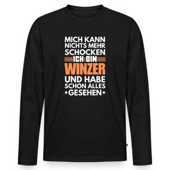 Nicht schockbarer Winzer - Männer Premium Bio Langarmshirt - Schwarz - Vorne - Nico (187cm)