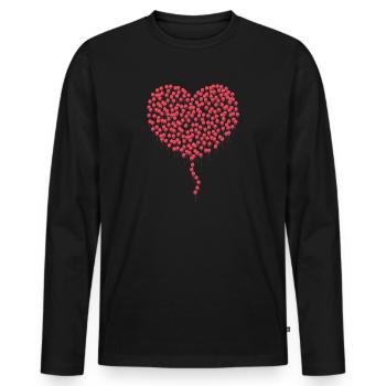 Coeur de ballon - T-shirt manches longues Premium bio Homme - noir - Devant - Nico (187cm)