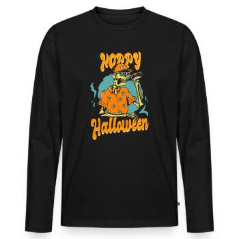 Beer Toast Hoppy Halloween - T-shirt manches longues Premium bio Homme - noir - Devant - Nico (187cm)
