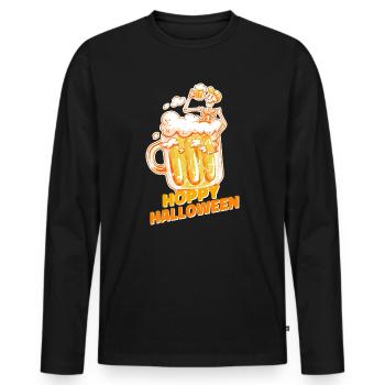 Beer Toast Hoppy Halloween - T-shirt manches longues Premium bio Homme - noir - Devant - Nico (187cm)