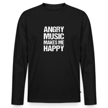 Angry Music Makes Me Happy Metal Music Metalhead - Männer Premium Bio Langarmshirt - Schwarz - Vorne - Nico (187cm)