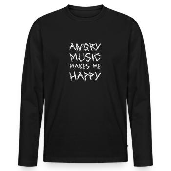 Angry Music Makes Me Happy Metal Music Metalhead - Männer Premium Bio Langarmshirt - Schwarz - Vorne - Nico (187cm)