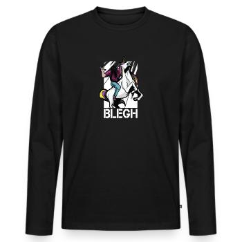 Blegh Lustiges Metalcore Einhorn Deathcore - Männer Premium Bio Langarmshirt - Schwarz - Vorne - Nico (187cm)