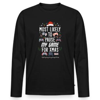Weihnachten Gamer Gaming Pause My Game For Xmas - Männer Premium Bio Langarmshirt - Schwarz - Vorne - Nico (187cm)