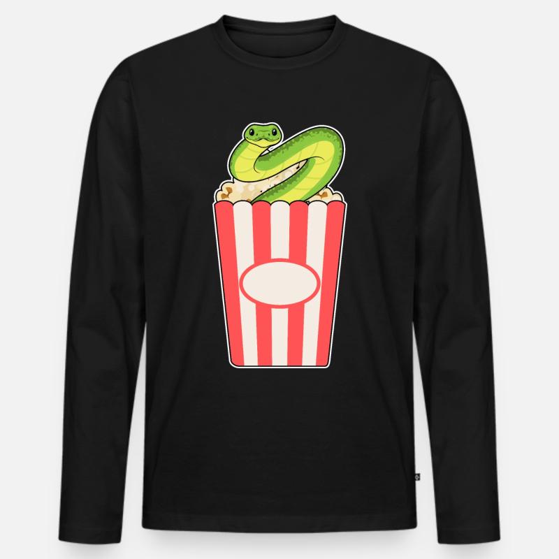 Schlange Popcorn - Männer Premium Bio Langarmshirt - Schwarz