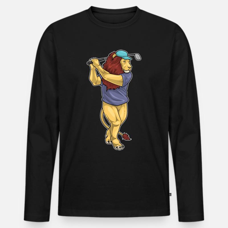 Löwe Golf Golfschläger - Männer Premium Bio Langarmshirt - Schwarz