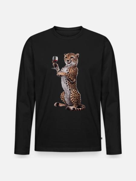 Gepard Wein - Männer Premium Bio Langarmshirt - Schwarz