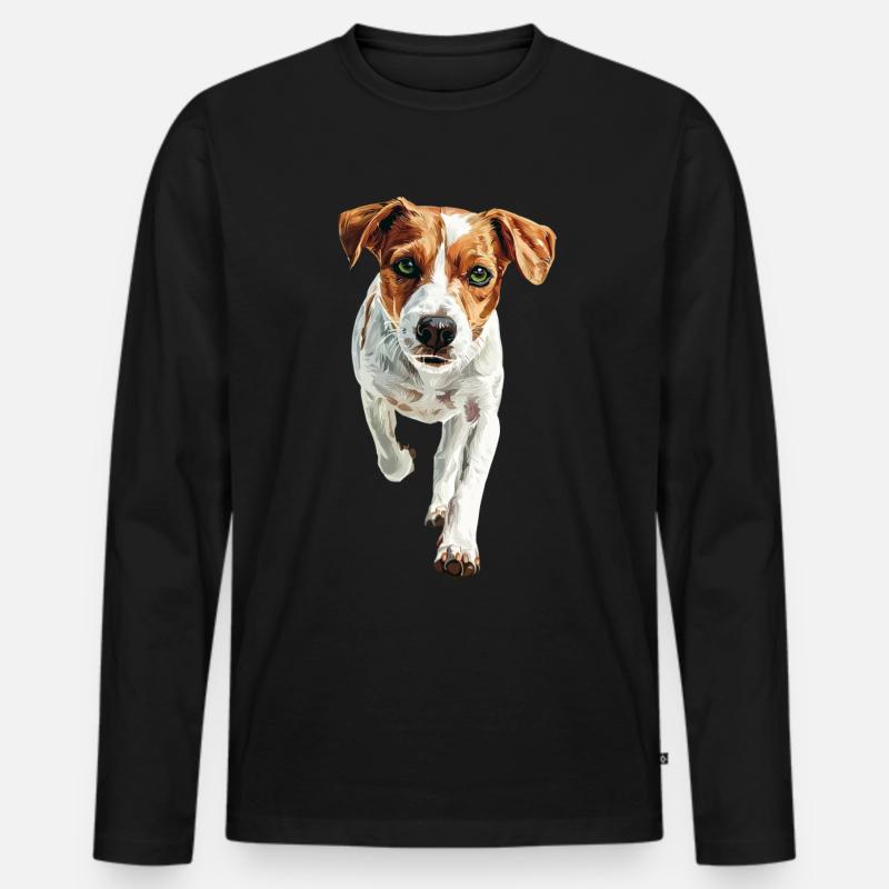 Jack Russell Terrier - Männer Premium Bio Langarmshirt - Schwarz
