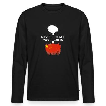 China Chinese Roots - Männer Premium Bio Langarmshirt - Schwarz - Vorne - Nico (187cm)
