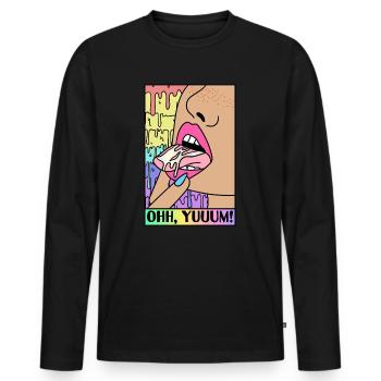 ART POP-ART ÉROTIQUE SEXY COMIC GIRL TONGUE - T-shirt manches longues Premium bio Homme - noir - Devant - Nico (187cm)