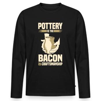 Faire de la poterie - T-shirt manches longues Premium bio Homme - noir - Devant - Nico (187cm)