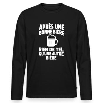 Humour Détente Bonne Ambiance - T-shirt manches longues Premium bio Homme - noir - Devant - Nico (187cm)