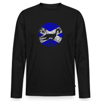 Loch Ness Monster Scottish Flag - Men's Premium Organic Long Sleeve Shirt - black - Front - Nico (187cm)