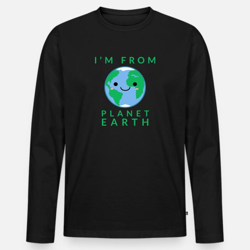 Planet Erde - Männer Premium Bio Langarmshirt - Schwarz