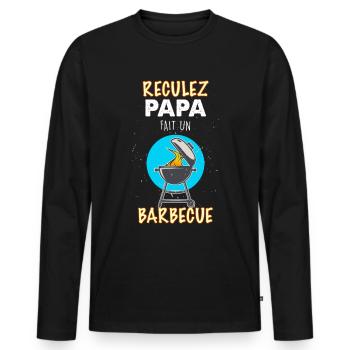 Papa Barbecue Humour - T-shirt manches longues Premium bio Homme - noir - Devant - Nico (187cm)