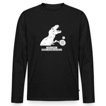 Motif Padel T-Rex pour les joueurs de padel tennis - T-shirt manches longues Premium bio Homme - noir - Devant - Nico (187cm)