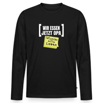 Grammatik Humor Wir Essen Jetzt Opa - Männer Premium Bio Langarmshirt - Schwarz - Vorne - Nico (187cm)