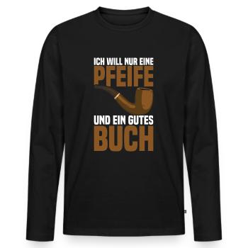 Pfeife Rauchen Tabak Pfeifentabak Pfeifenraucher - Männer Premium Bio Langarmshirt - Schwarz - Vorne - Nico (187cm)