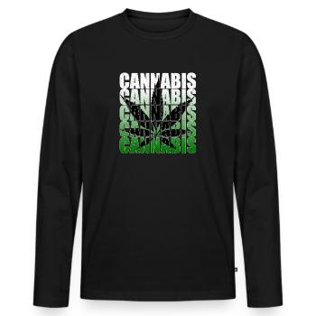 Feuille de Cannabis - T-shirt manches longues Premium bio Homme - noir - Devant - Nico (187cm)