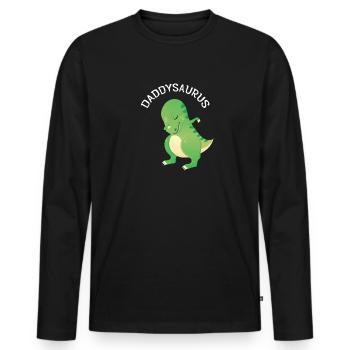 Daddysaurus - Cool Dinosaur T-Rex Design - Männer Premium Bio Langarmshirt - Schwarz - Vorne - Nico (187cm)