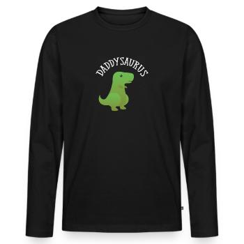 Daddysaurus Daddy Vatertag Papa - Männer Premium Bio Langarmshirt - Schwarz - Vorne - Nico (187cm)