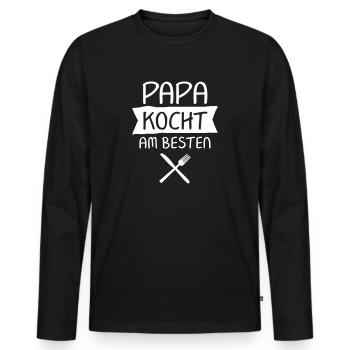 Papa Kocht Am Besten - Männer Premium Bio Langarmshirt - Schwarz - Vorne - Nico (187cm)