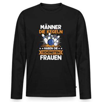 Kegeln Kegler Kegel Männer Kegelbahn Kegeltour - Männer Premium Bio Langarmshirt - Schwarz - Vorne - Nico (187cm)