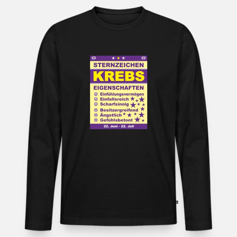 Sternzeichen Krebs - Männer Premium Bio Langarmshirt - Schwarz
